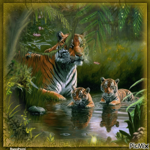 Tiger im Dschungel - Безплатен анимиран GIF