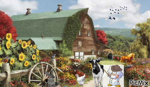 Le prof du site Topquizz en visite dans une ferme - Bezmaksas animēts GIF