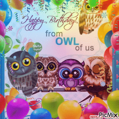 BIRTHDAY OWL - Безплатен анимиран GIF