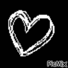 cœur blanc sur du noir - GIF animado grátis