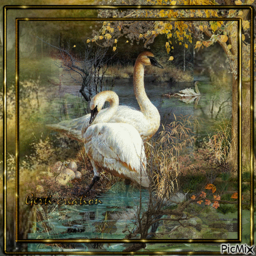 Portrait with swans - Nemokamas animacinis gif
