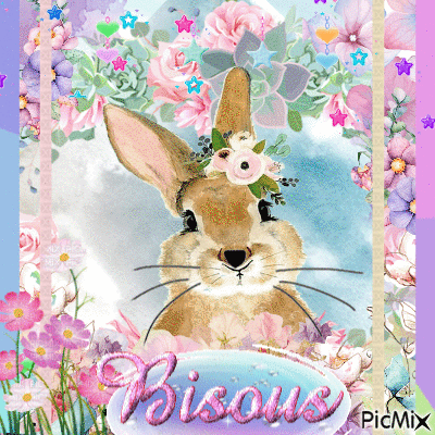 pastel bunny watercolor - GIF animé gratuit