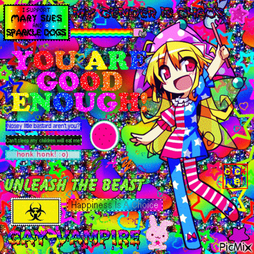 touhou clownpiece rainbowcore - Gratis animerad GIF