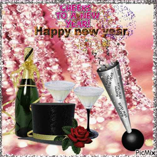 Cheers to a New Year. Happy New year - GIF animé gratuit