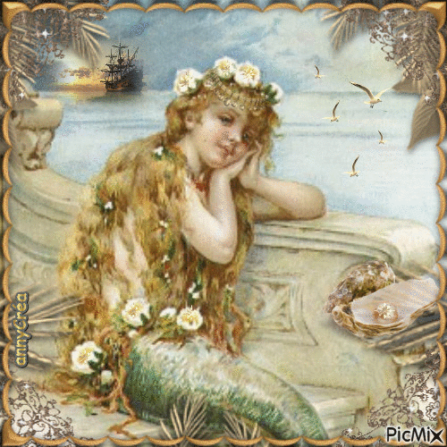 Vintage mermaid - Gratis geanimeerde GIF
