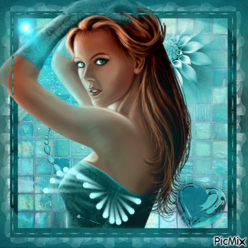 Portrait femme en Turquoise