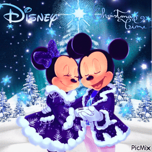 Minnie and Mickey's Christmas in Blue - Free animated GIF