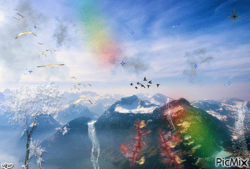 doğa dağ manzarası - Kostenlose animierte GIFs