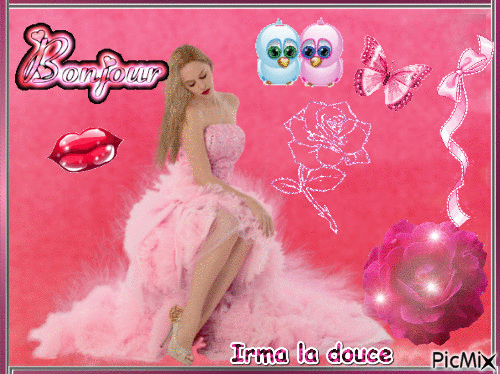Bonjour en rose - Бесплатни анимирани ГИФ
