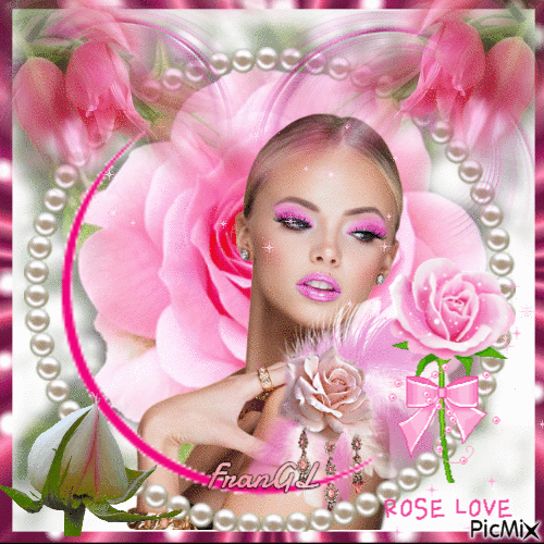 Femme et roses - 免费动画 GIF