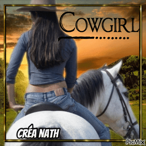 Cowgirls et coucher de soleil ,concours - Безплатен анимиран GIF