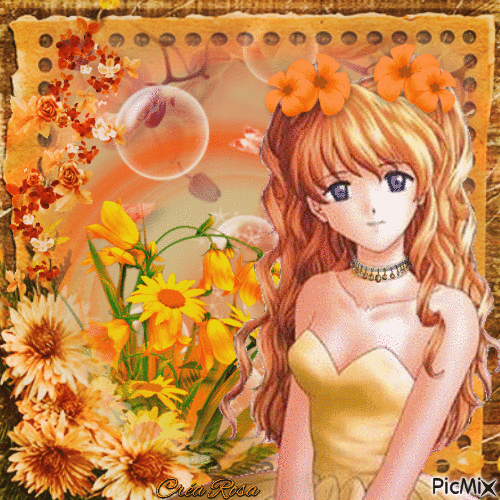 Concours : Fleurs manga - Tons oranges - Бесплатный анимированный гифка