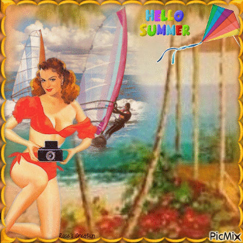 Concours : Femme avec un appareil photoTons rouges et jaunes - Δωρεάν κινούμενο GIF