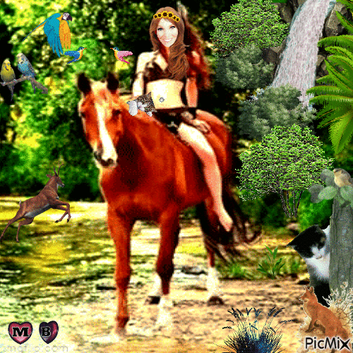 Woman and Horse - GIF animé gratuit