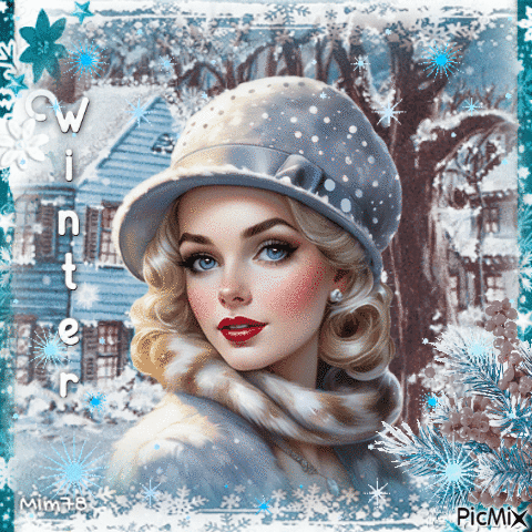 Femme en hiver - GIF animado grátis