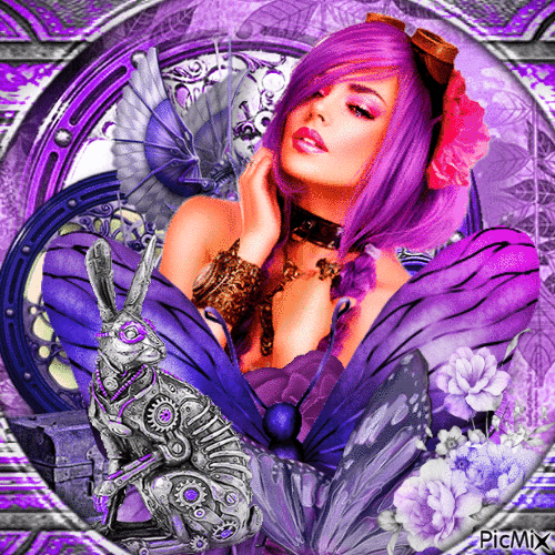 Lady Steampunk violet - Бесплатный анимированный гифка