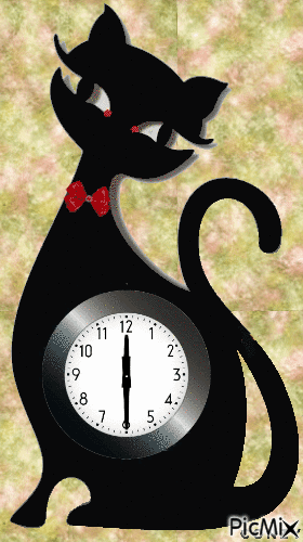 Gato-reloj - Gratis animerad GIF