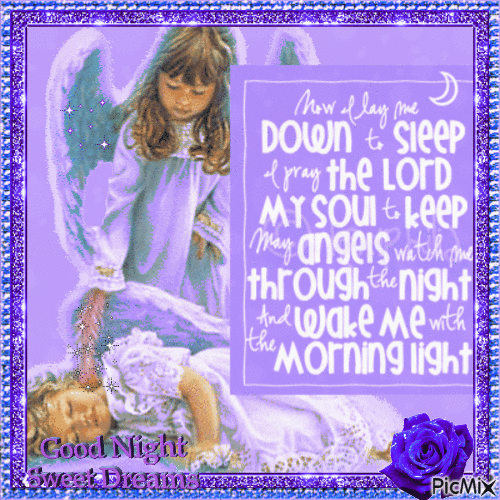 Angel with baby in purple colors - Gratis animerad GIF