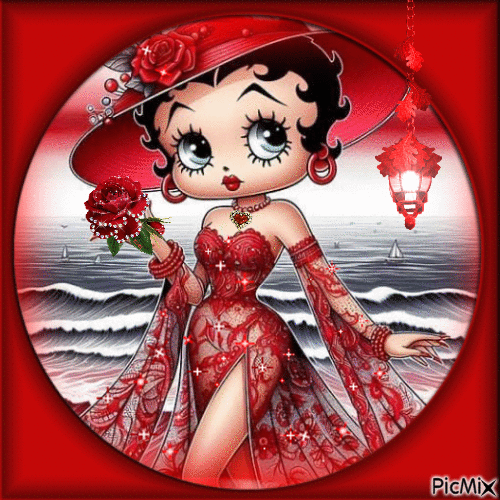 Red Romance Betty boop - GIF animate gratis