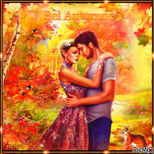 couple romantique d'automne - Gratis geanimeerde GIF