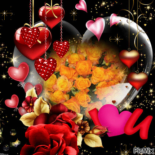 rosas corazones - Gratis animeret GIF