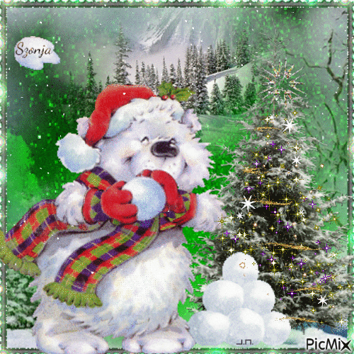 Noël avec un ours en peluche - GIF animado gratis