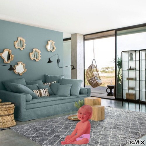 Baby in living room - 無料png