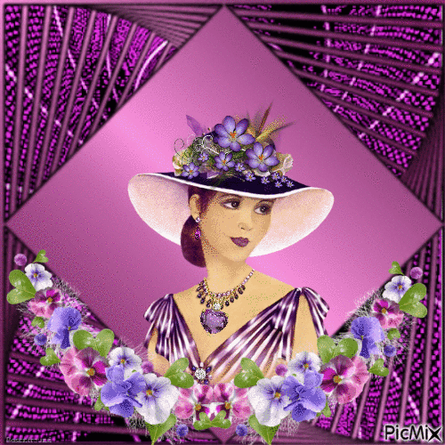Glamouröse Frau mit Blumen - GIF animé gratuit
