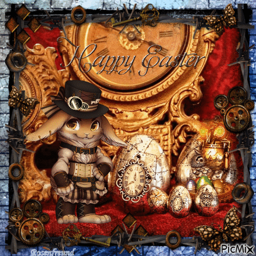 Steampunk - Frohe Ostern - GIF animate gratis