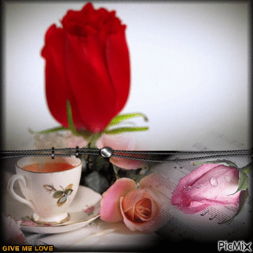 ROSES AND COFFEE - Darmowy animowany GIF