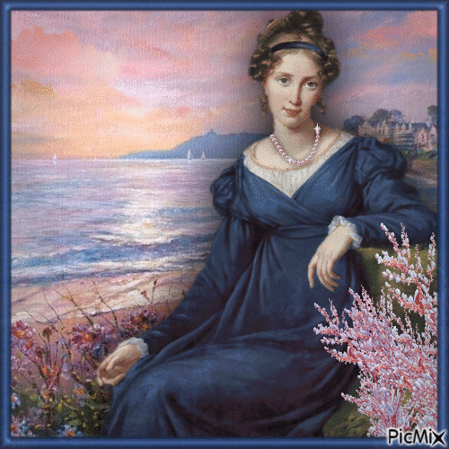 Vintage Frau - Rosa und dunkelblaue Farbtöne - Δωρεάν κινούμενο GIF