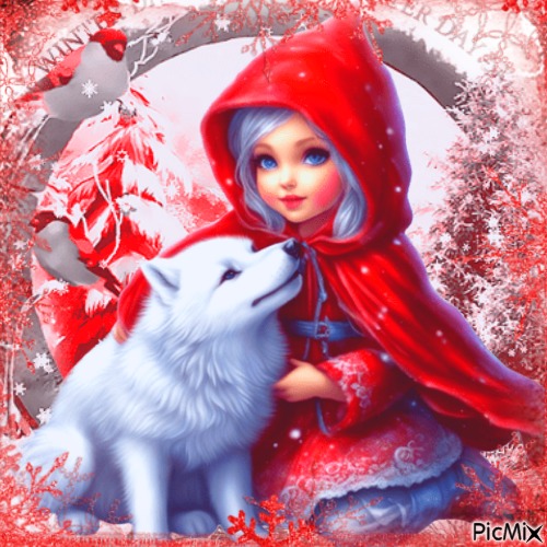 Petite fille et son loup en hiver / concours - png ฟรี