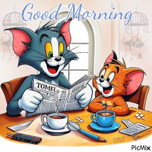 Good Morning Tom and Jerry - Animovaný GIF zadarmo