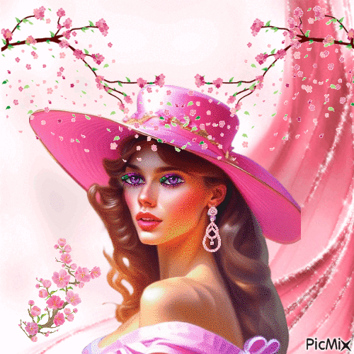 femme en rose - Free animated GIF