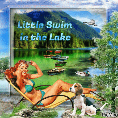 Pequeño baño en el lago - GIF animé gratuit