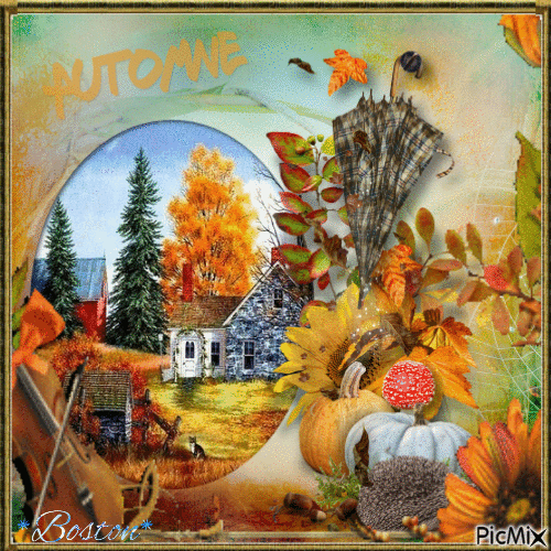Une maison en automne - Nemokamas animacinis gif