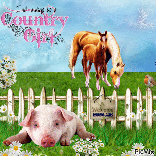 Country girl animals - GIF animado grátis
