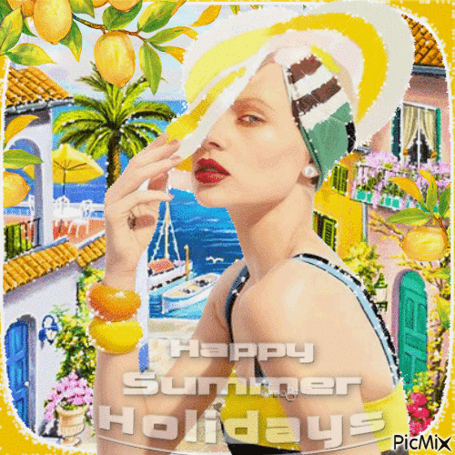 Summer woman holidays happy fashion - 無料のアニメーション GIF