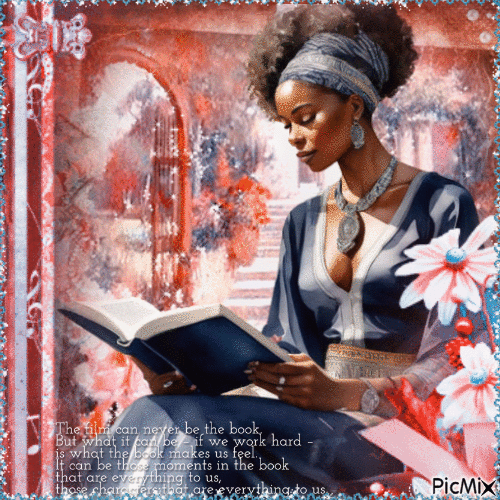 Portrait of a woman with a book - GIF animado gratis