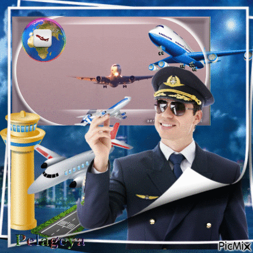 Airline Pilot✈ 🏬 🚩 🚩 🚩 📍 - Bezmaksas animēts GIF