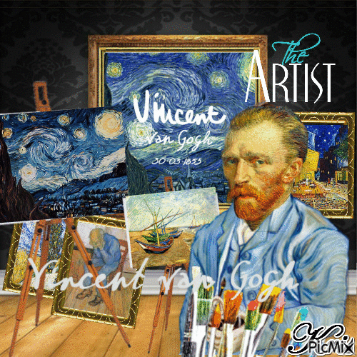 Vincent Van Gogh et ses peintures❤️🌼 - Ingyenes animált GIF
