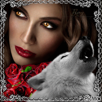 white wolf/woman - Gratis animeret GIF