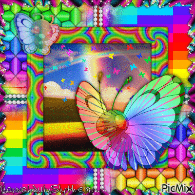 {♣}Rainbow Butterfree and other Rainbow Butterflies{♣} - Бесплатни анимирани ГИФ