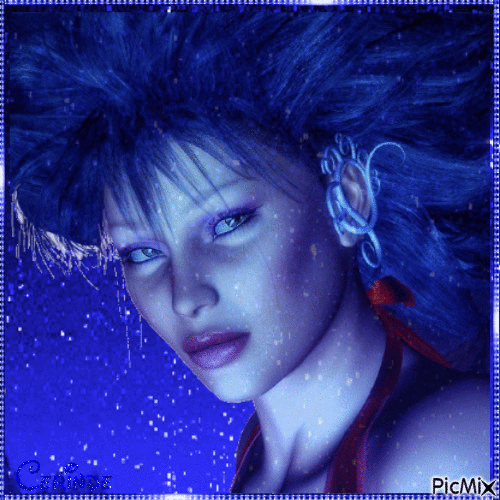 Cheveux bleus - Darmowy animowany GIF