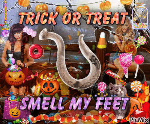 trick or treat smell my feet hookworm - GIF animé gratuit