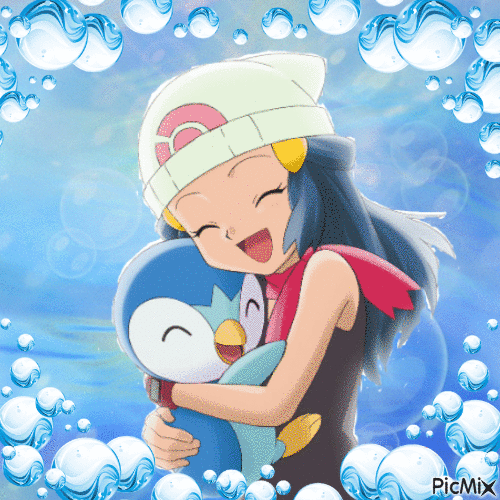 Dawn and Piplup - Free animated GIF