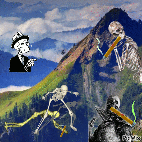 skeletons smoking doobies - 無料のアニメーション GIF