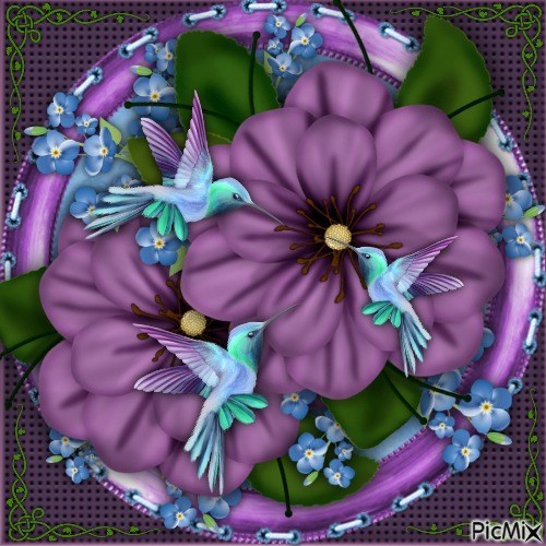 Flowers and Hummingbirds-RM-093-22-23 - png gratis