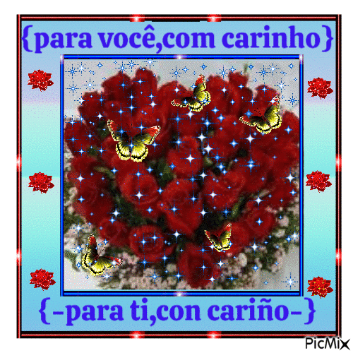 Red roses bouquet-Para você,com carinho/Para ti con cariño - Бесплатный анимированный гифка