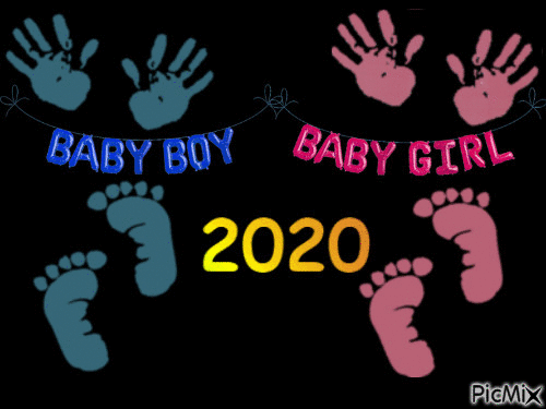 Baby boy or girl hands feet 2020 - Besplatni animirani GIF